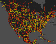 Heat Map Lines - US Roads, minimal blurring